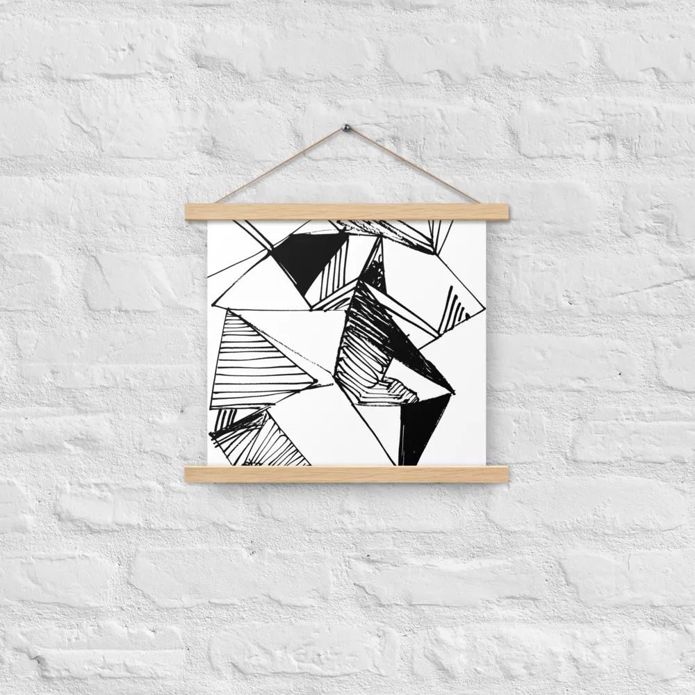 Dynamic Geometry in Ink | Poster With Oak Wood Hanger | 14″×14″