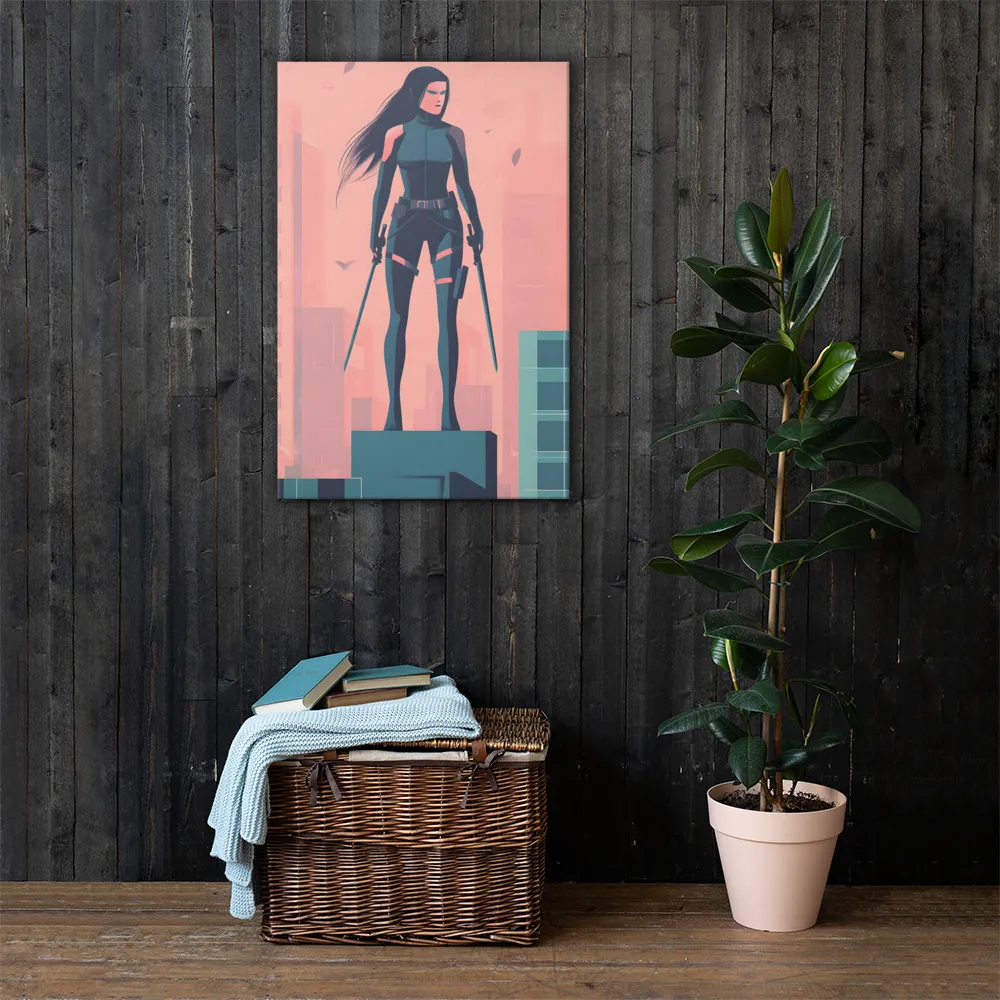 Urban Sentinel: A Warrior's Stand | Canvas | 24″×36″