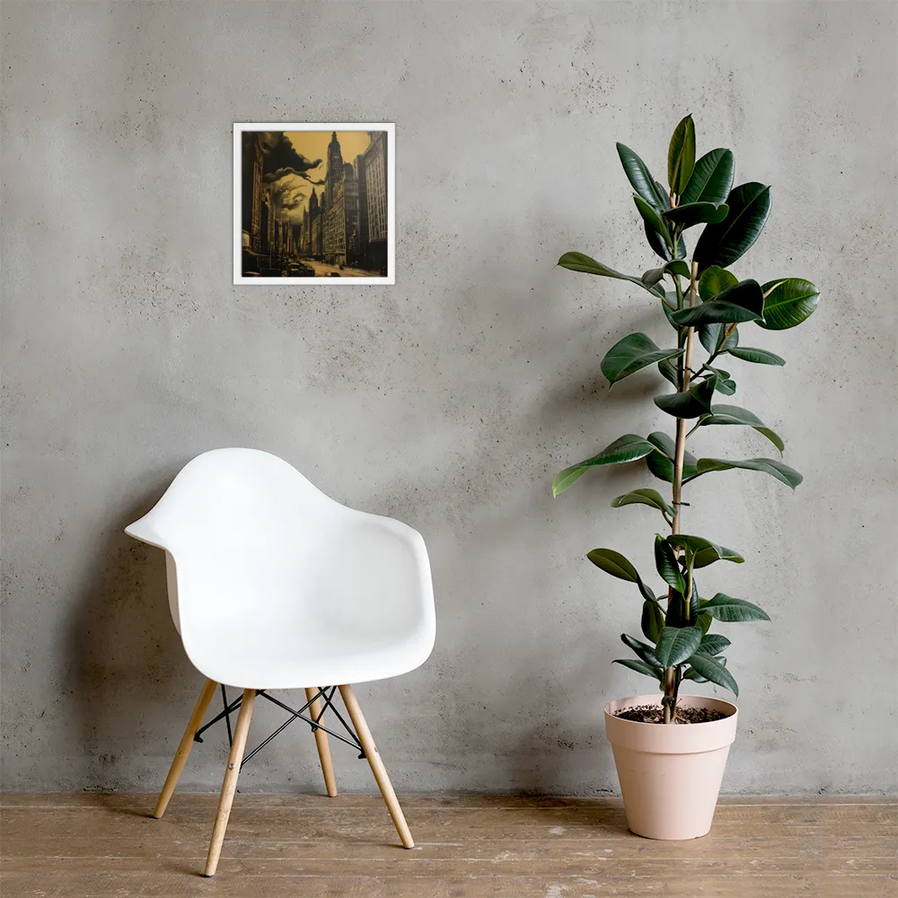 Echoes of a Forgotten Skyline | Poster with White Frame | 14″×14″