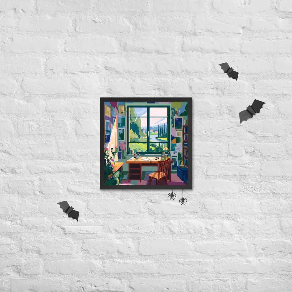 Sunlit Studio Window 
 Poster with Black Frame | 16″x 16″