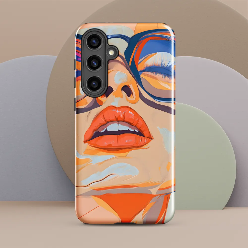 Closed-Eye Portrait in Orange and Blue