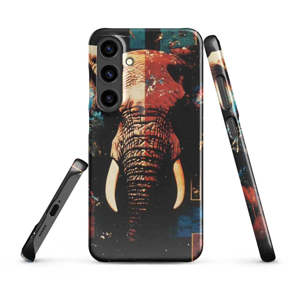 Split Portrait: Elephant in Red and Teal