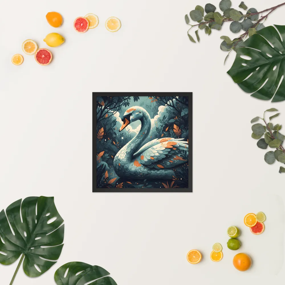 Grove Swan 
 Poster with Black Frame | 18″x 18″
