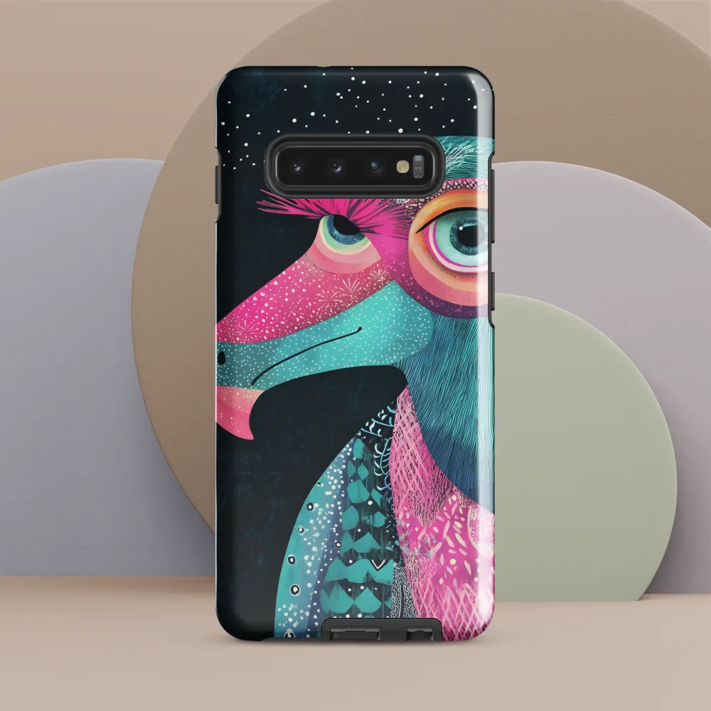 Whimsical Vulture: A Dance of Colors | Phone Case |  S10 Plus | Tough Case | Glossy