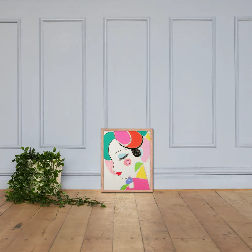 Whimsical Portrait in Colorful Abstraction | Poster with Red oak Frame | 16″×20″