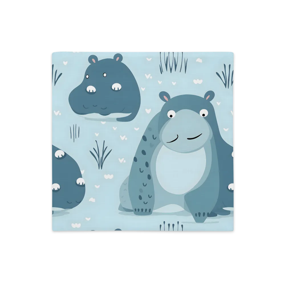 Whimsical Hippo Delight | Pillow Case | 18″×18″