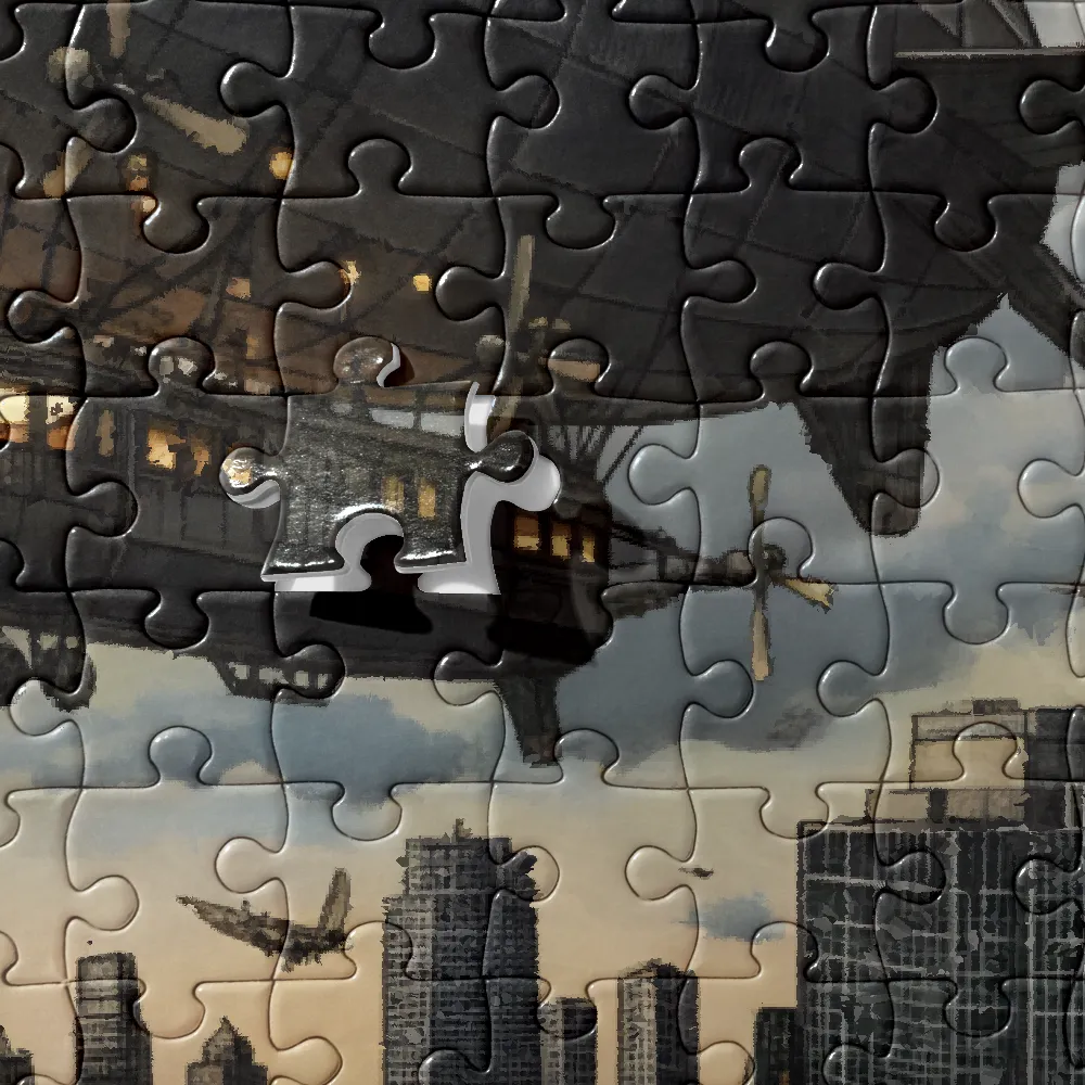 Zeppelin Over City 
 Jigsaw Puzzle