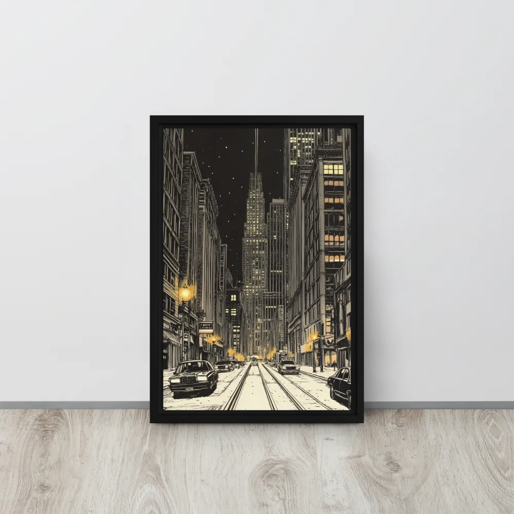 Whispers of the Night City | Canvas with Black Frame | 12″×18″