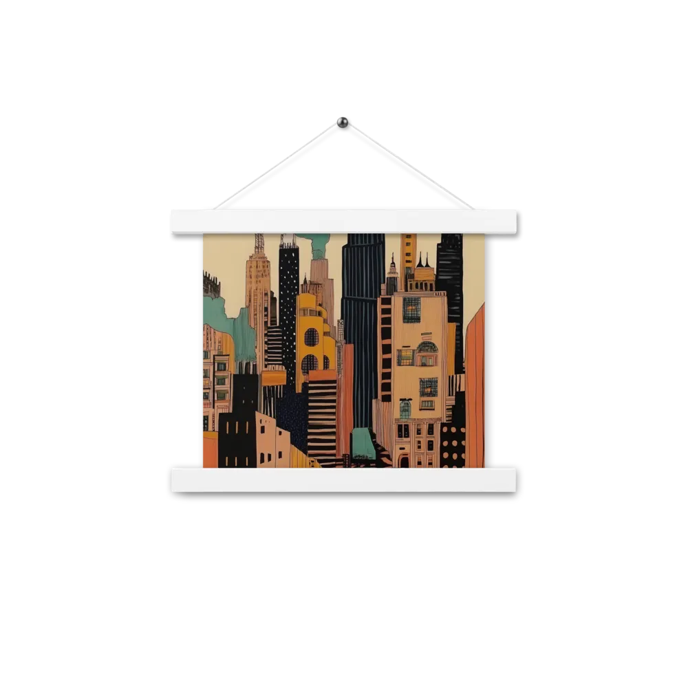 Urban Symphony in Ink | Poster With White Wood Hanger | 10″×10″