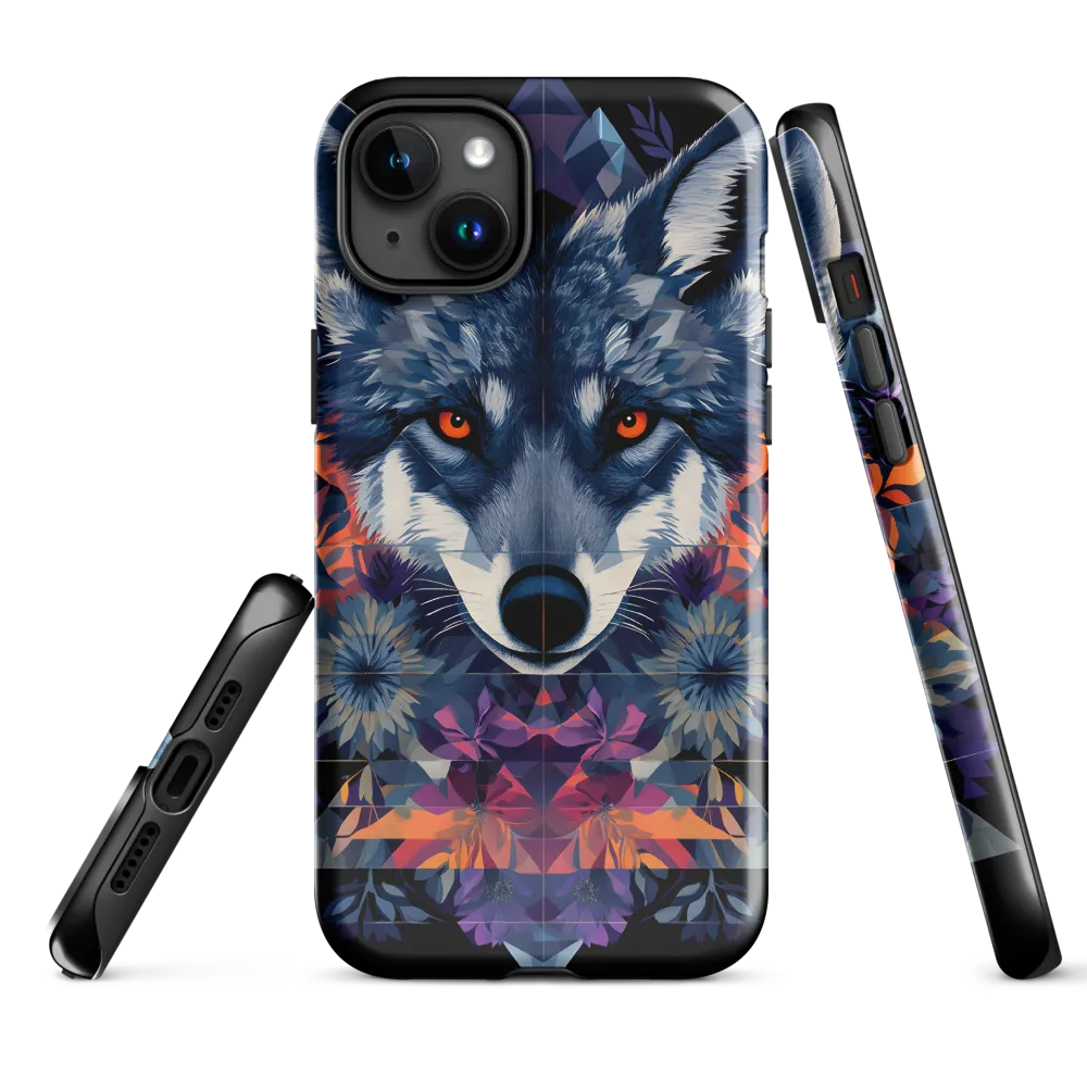 Mystical Wolf Amidst Floral Geometry