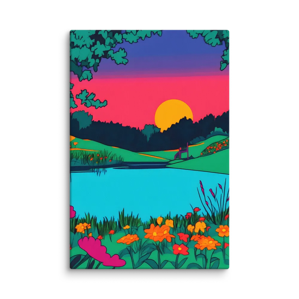 Sunset Over the Cyan Pond