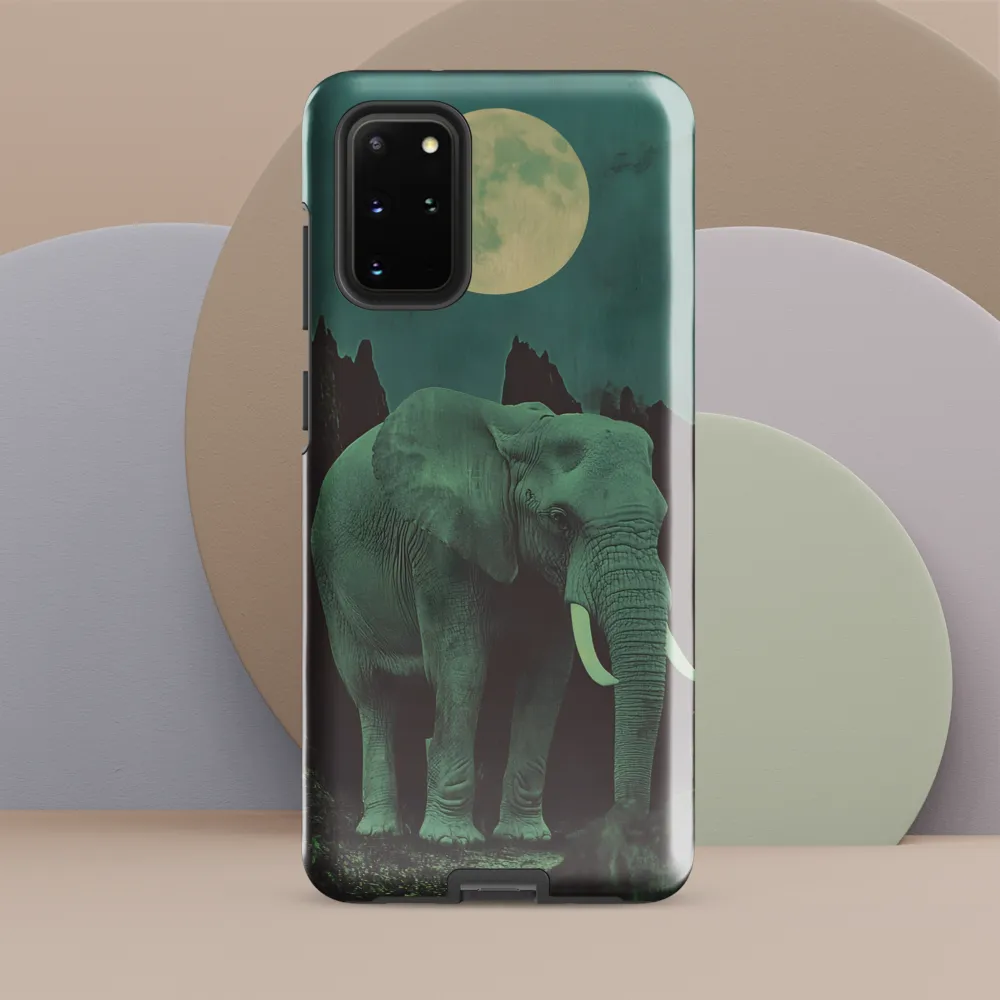Ethereal Presence: Elephant Under a Full Moon | Phone Case |  S20 Plus | Tough Case | Glossy