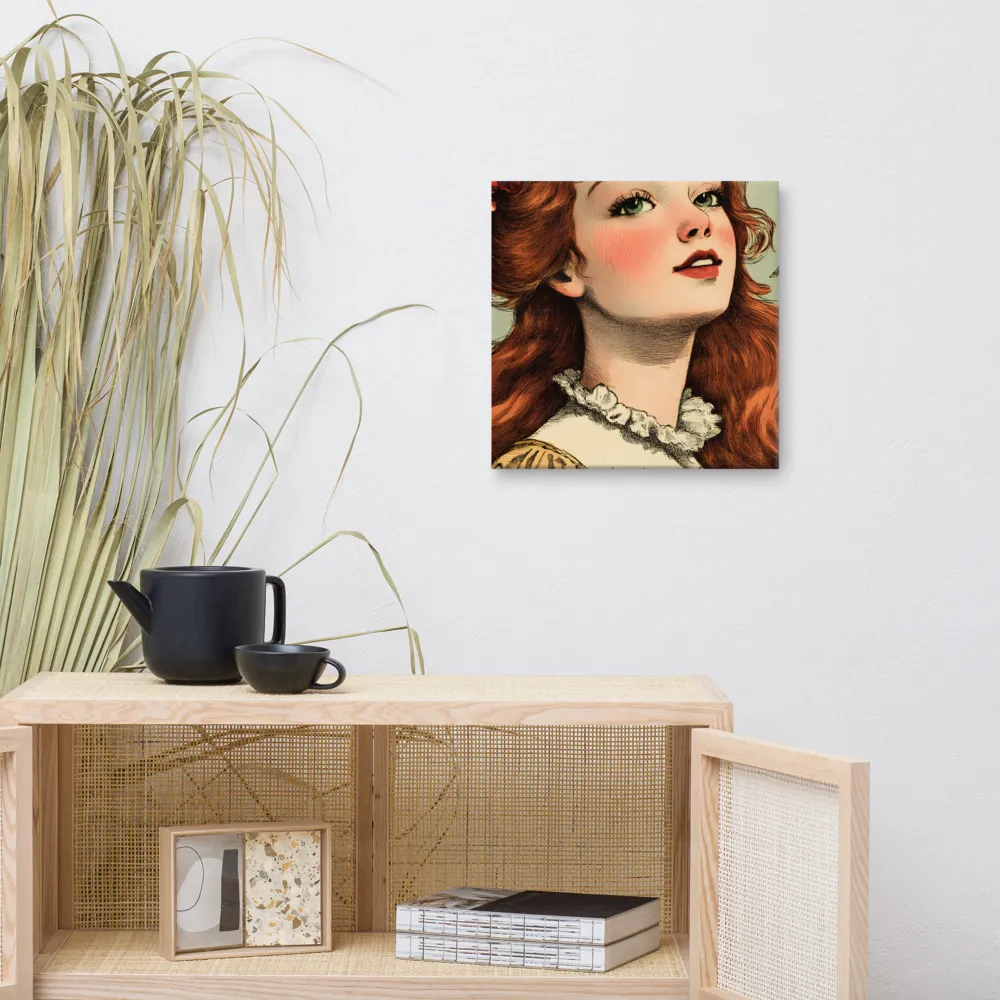 Whimsical Portrait of a Flower-Adorned Girl | Canvas | 16″×16″