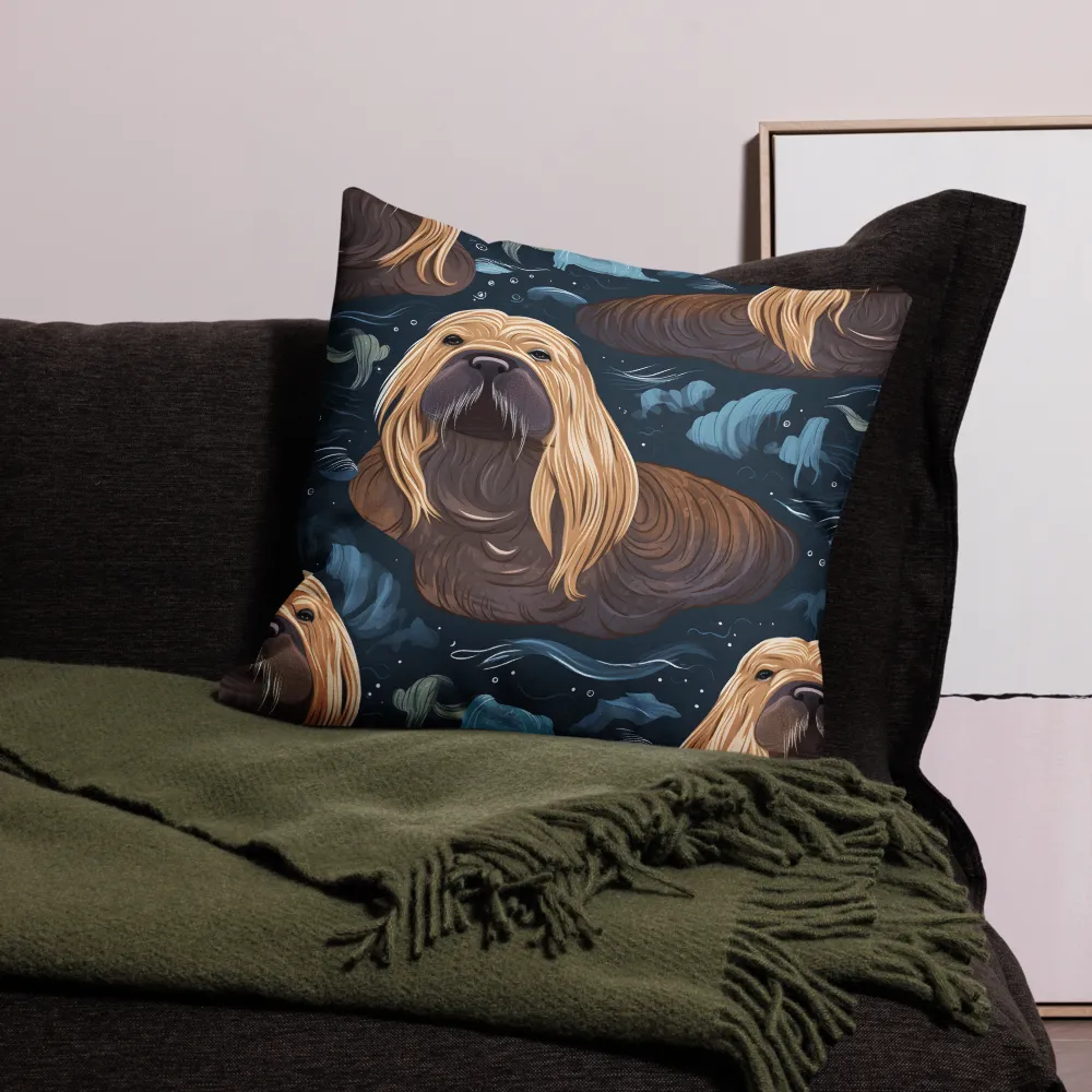 Whimsical Walruses in Deep Blue