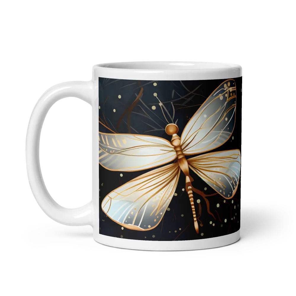 Ethereal Dance: Dragonflies in a Midnight Garden | Mug with White inside | 11 oz