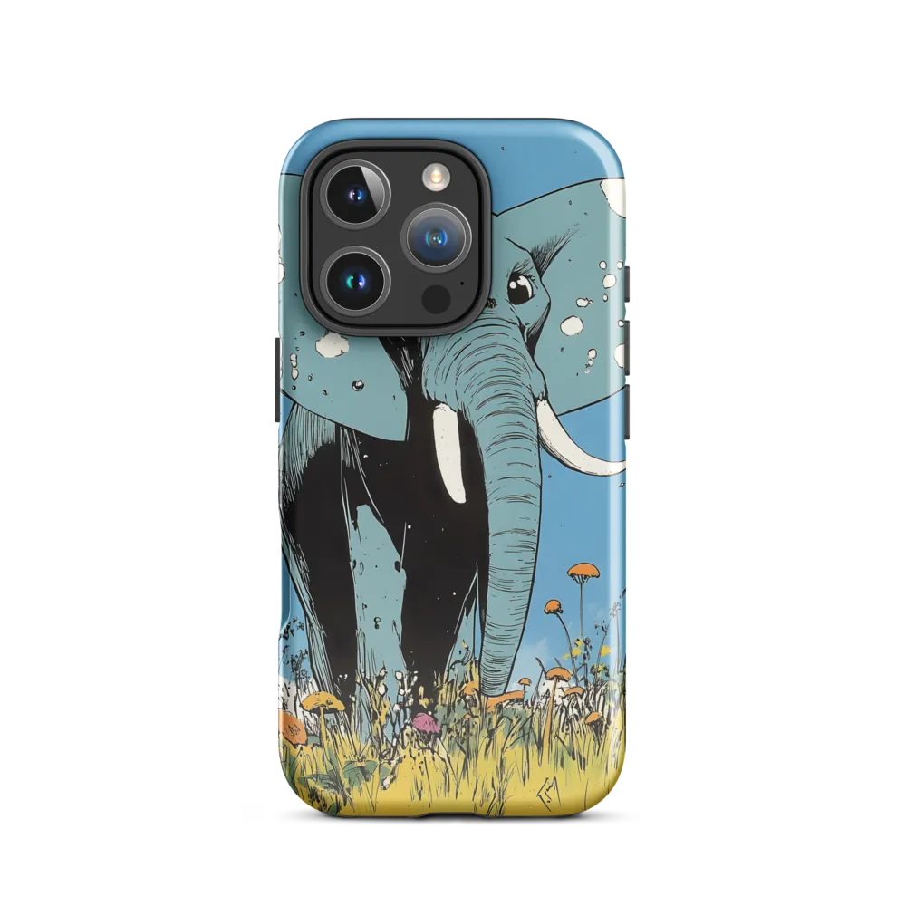 Whimsical Blue Elephant in Bloom