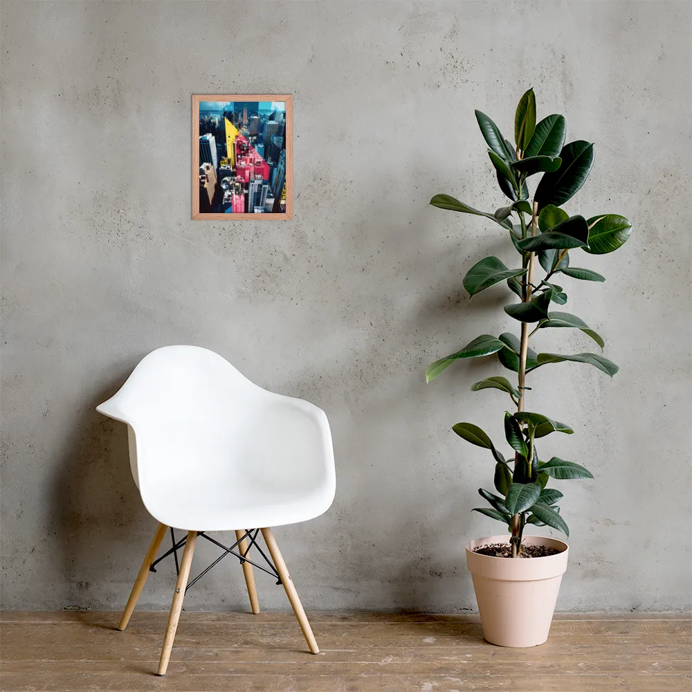 Dynamic Urban Symphony | Poster with Red oak Frame | 11″×14″