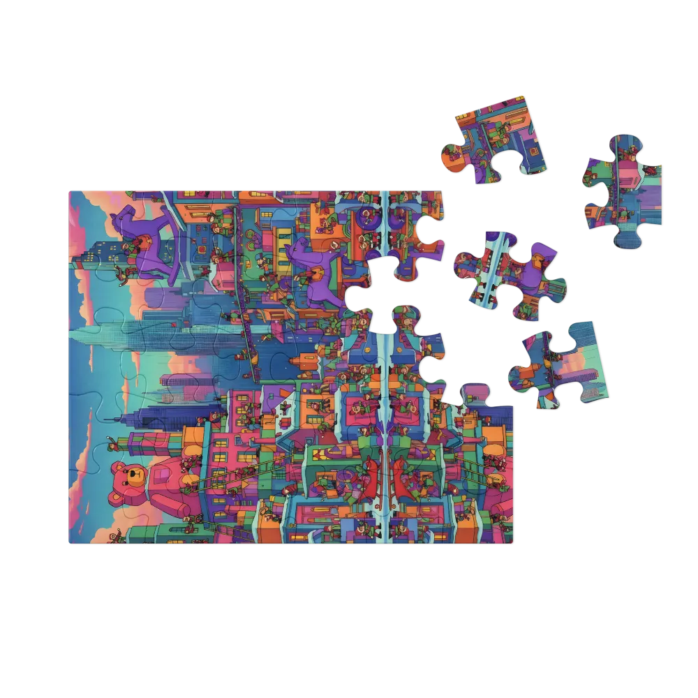 Toy City Reflection 
 Jigsaw Puzzle in Tin Box