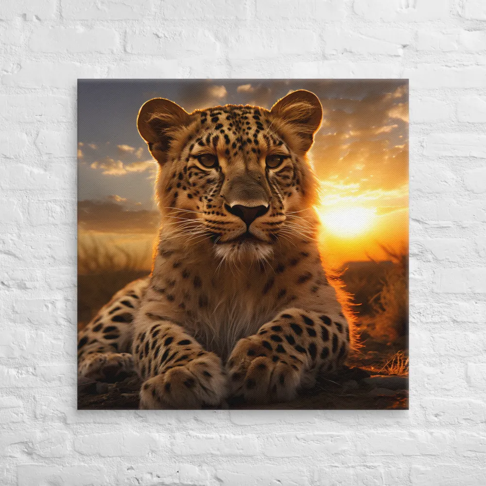 Regal Presence: The Leopard at Sunset | Canvas | 32″×32″