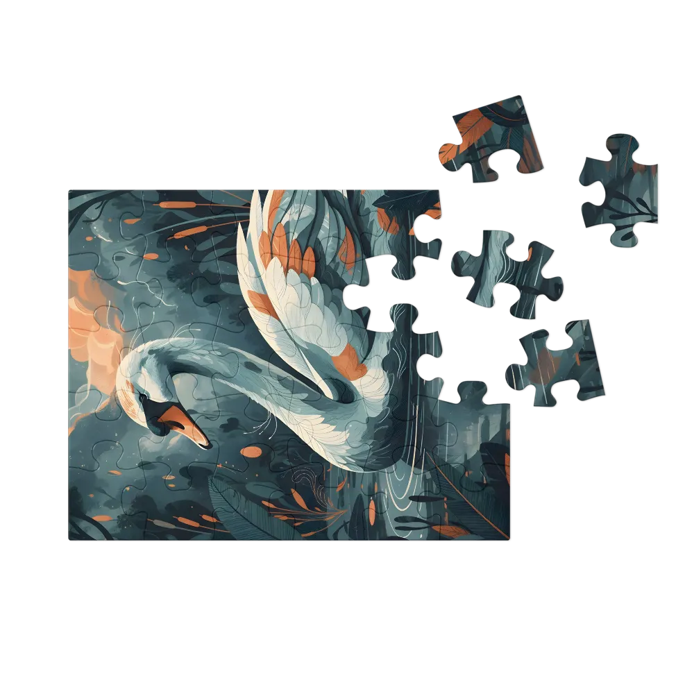 Twilight Swan 
 Jigsaw Puzzle in Tin Box