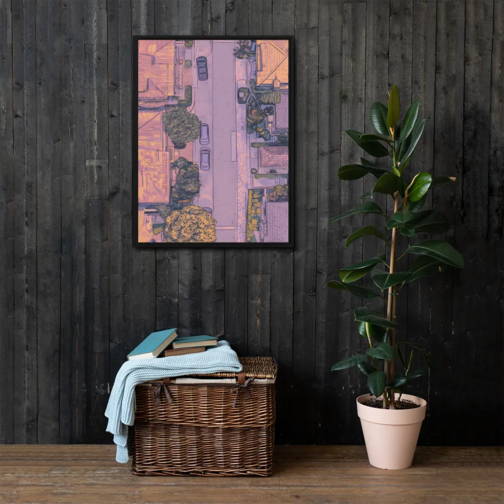 Aerial Serenity: Suburban Oasis | Canvas with Black Frame | 24″×32″