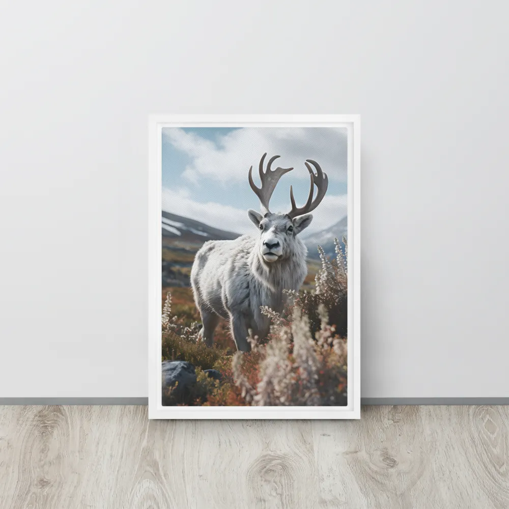 Majestic Harmony: The Reindeer in Nature | Canvas with White Frame | 12″×18″