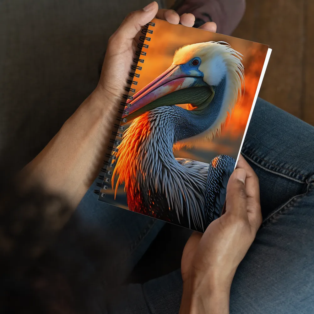 Elegance of the Pelican at Sunset | Spiral Notebook