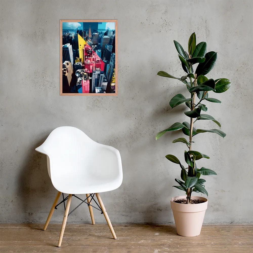 Dynamic Urban Symphony | Poster with Red oak Frame | 18″×24″