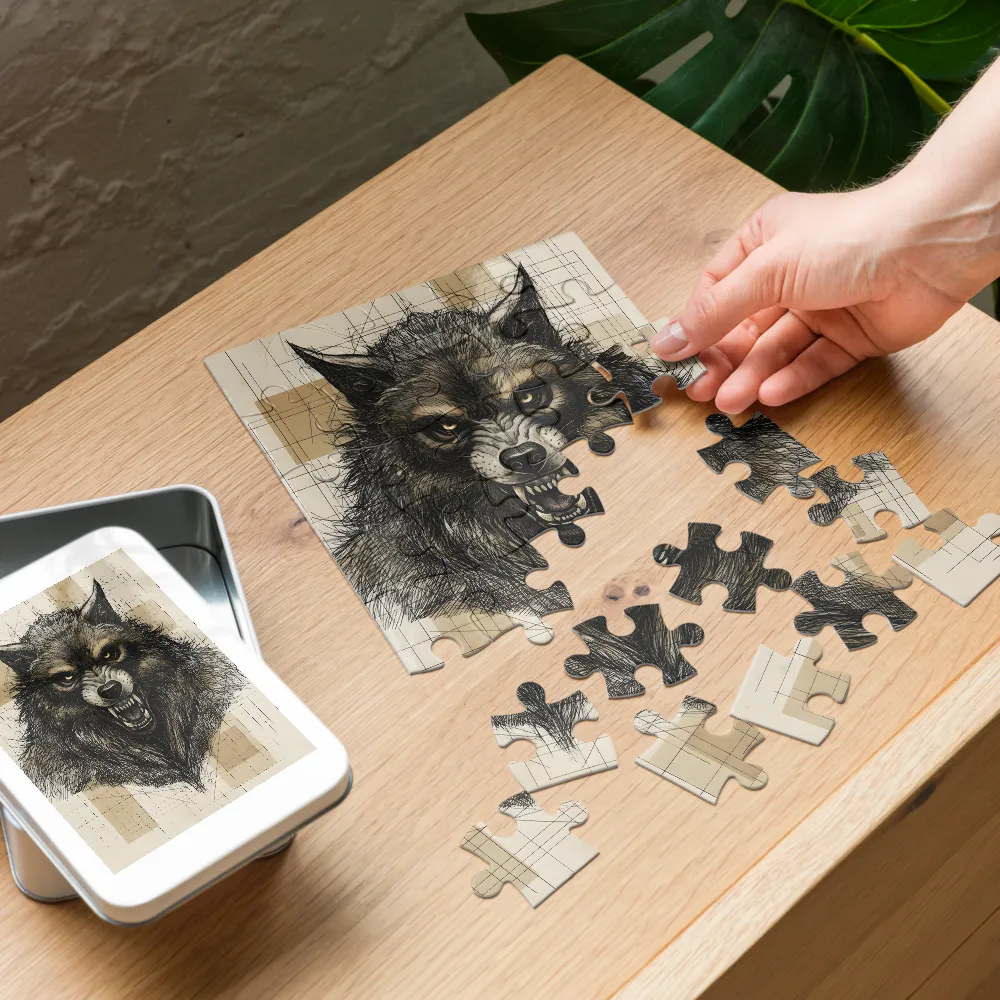 Wolf Study 
 Jigsaw Puzzle in Tin Box