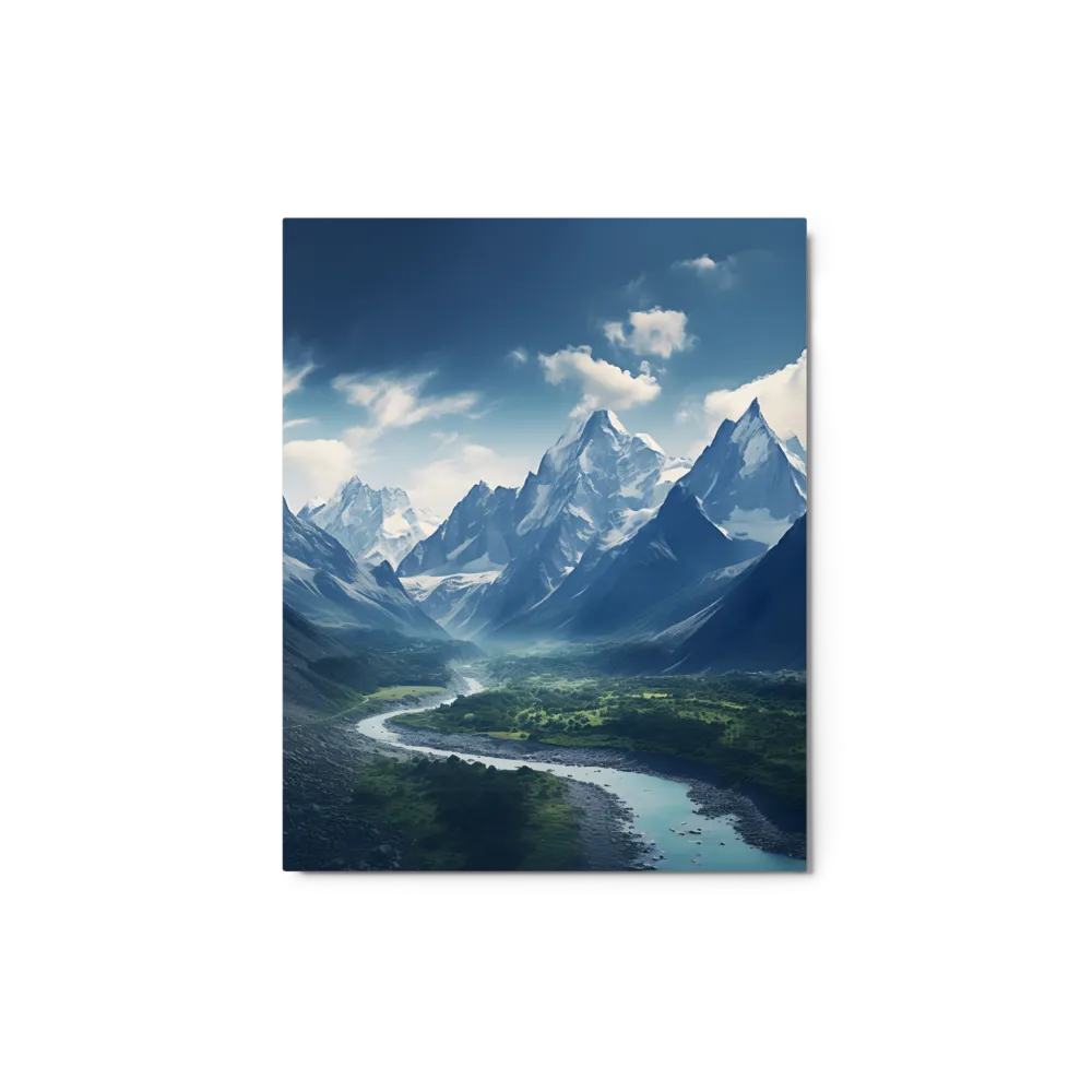 Majestic Serenity: A Landscape of Mountains and Rivers | Metal Print | 8″×10″
