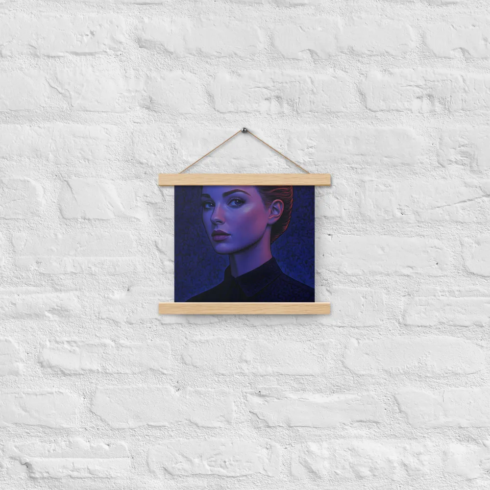 Ethereal Portrait in Blue and Red | Poster With Oak Wood Hanger | 10″×10″