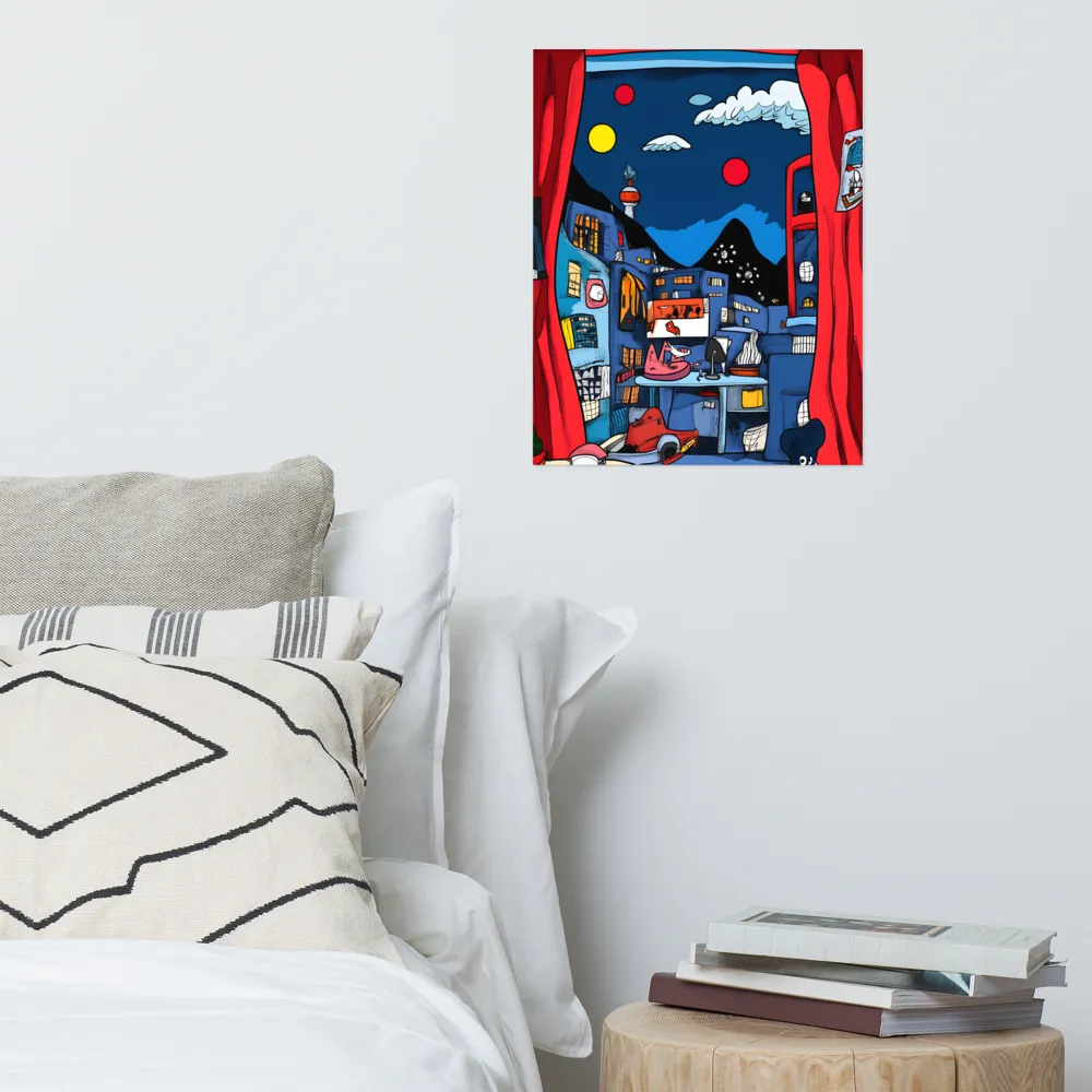 Whimsical Cityscape at Night | Poster | 16″×20″