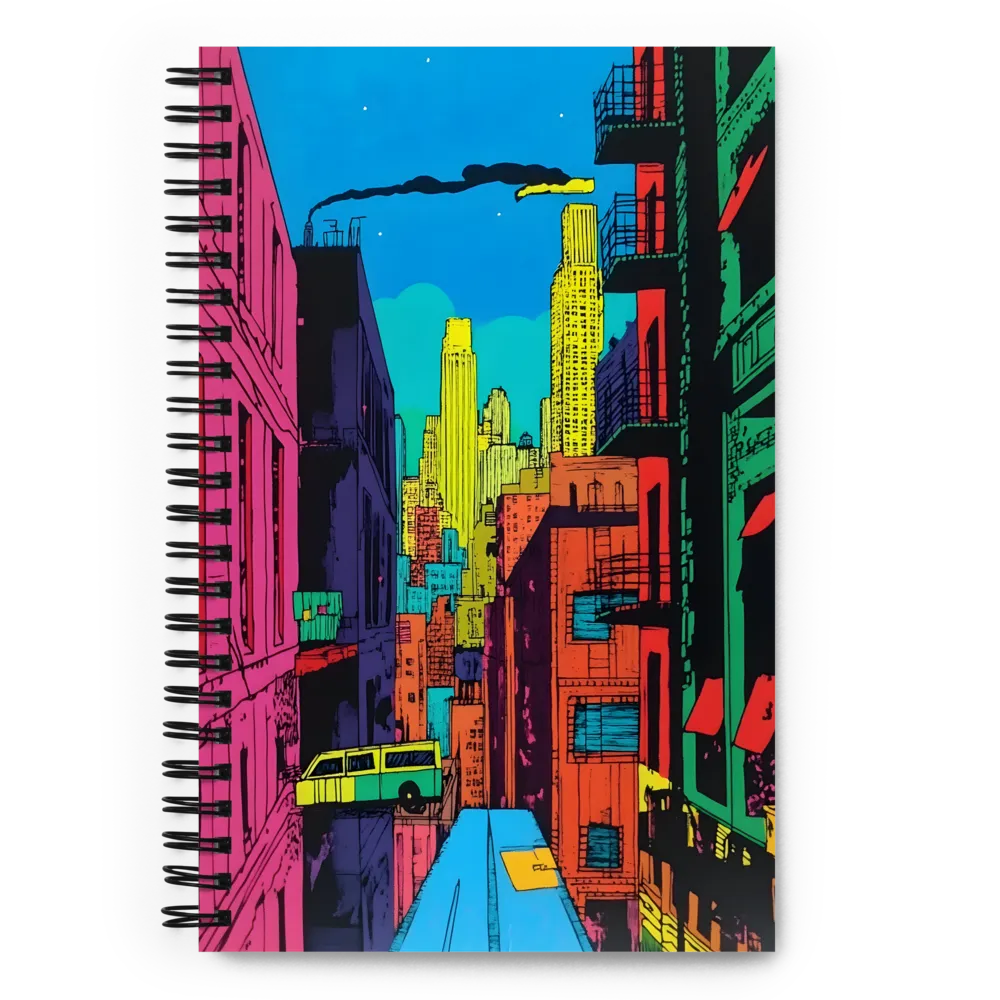 Urban Vibrance: A Pop Art Cityscape | Spiral Notebook