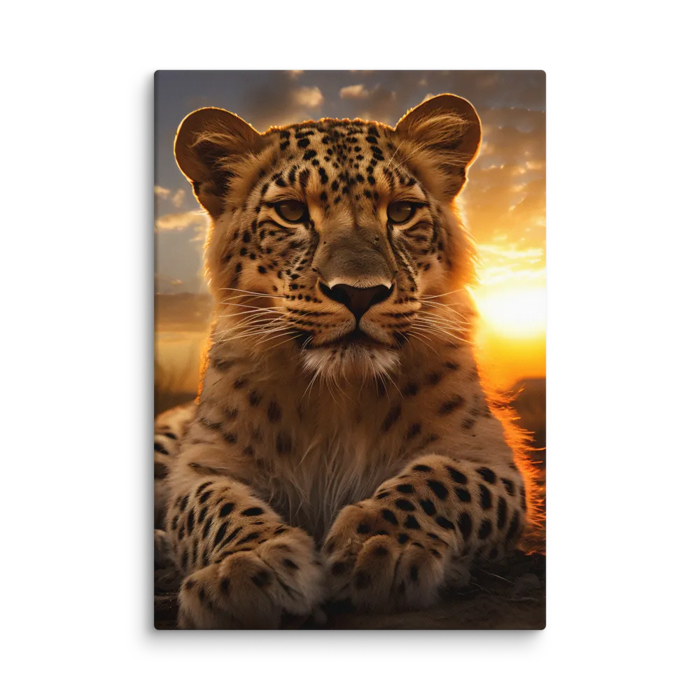 Regal Presence: The Leopard at Sunset | Canvas | 28″×40″
