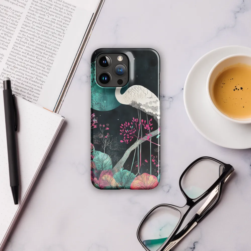 Ethereal Presence: Heron in a Floral Dreamscape | Phone Case |  15 Pro Max | Snap Case | Glossy