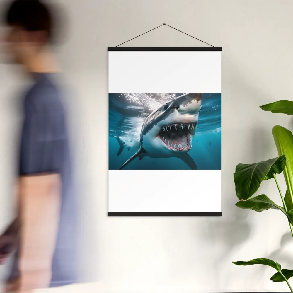 Majesty of the Ocean: The Great White Shark | Poster With Black Wood Hanger | 24″×36″