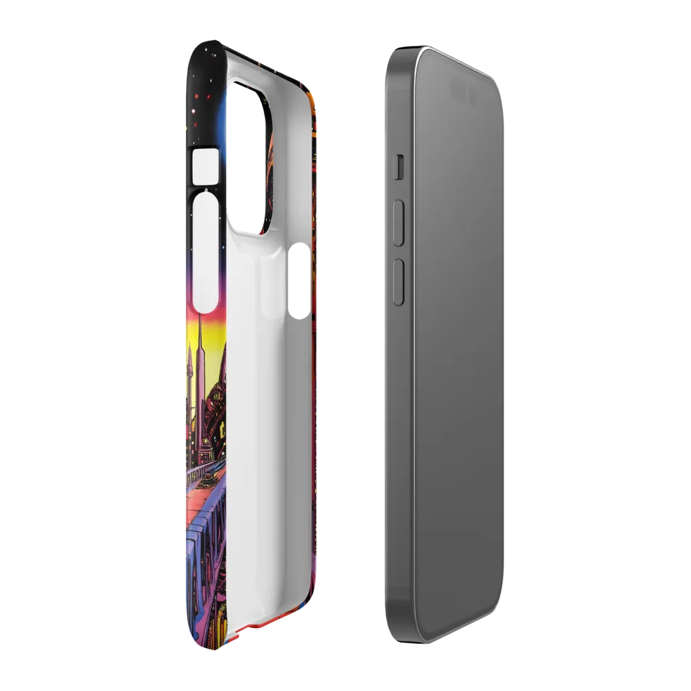 Futuristic Cosmos: A Journey Through Neon Cities | Phone Case |  14 Pro | Snap Case | Glossy
