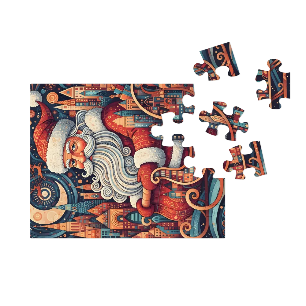 Santa's Night Flight 
 Jigsaw Puzzle in Tin Box