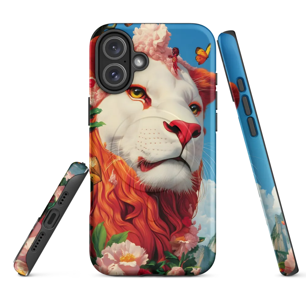 Majestic Lion Amidst Floral Splendor