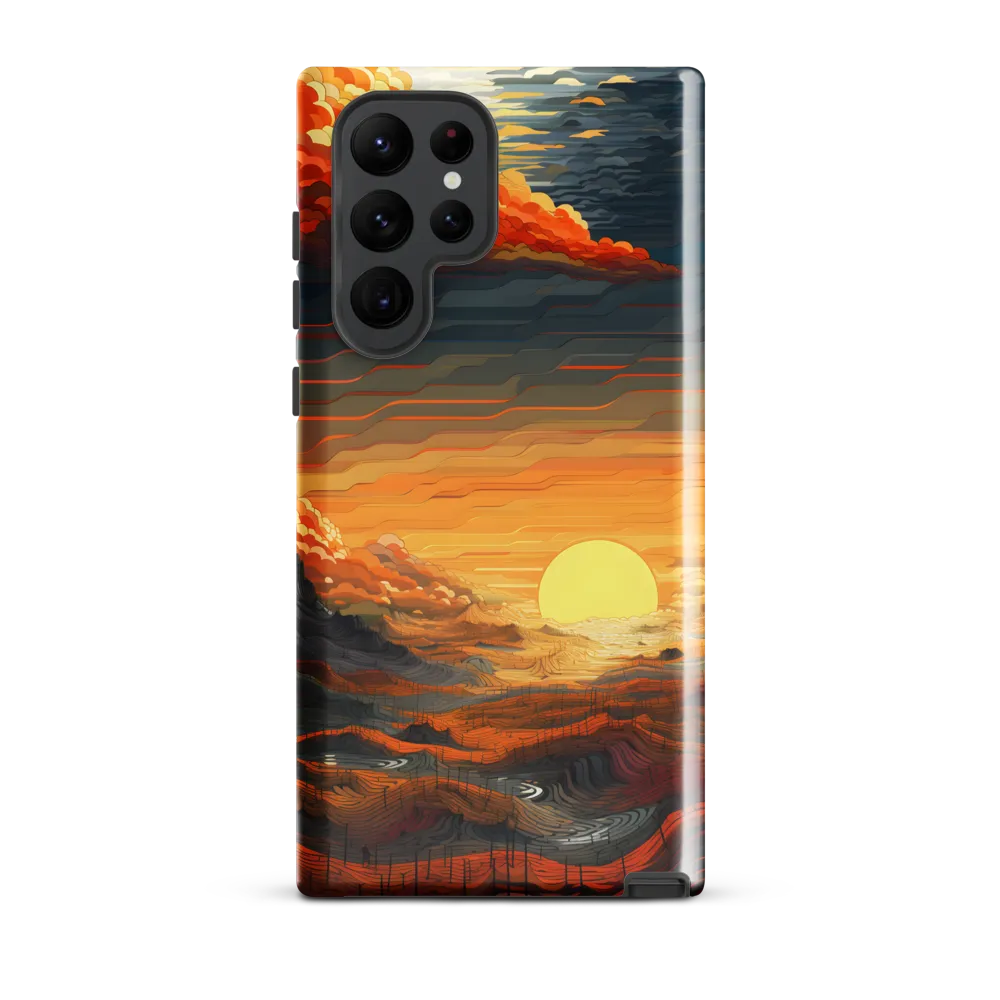 Ethereal Sunset: A Serene Landscape in Flowing Forms