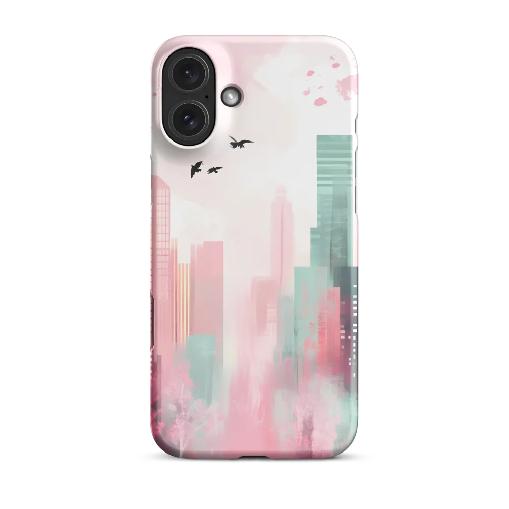 Dreamy Cityscape in Pink and Cyan