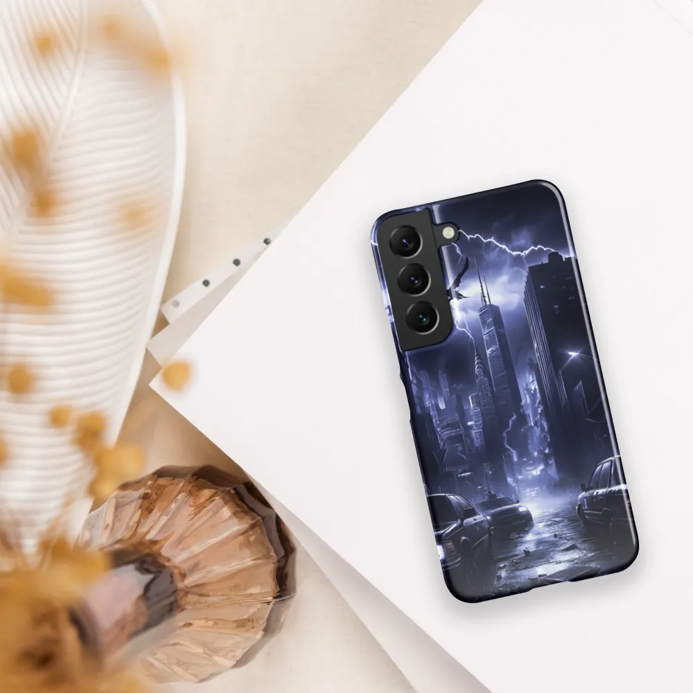 Stormy Cityscape: Shadows of the Night | Phone Case |  S22 | Snap Case | Glossy