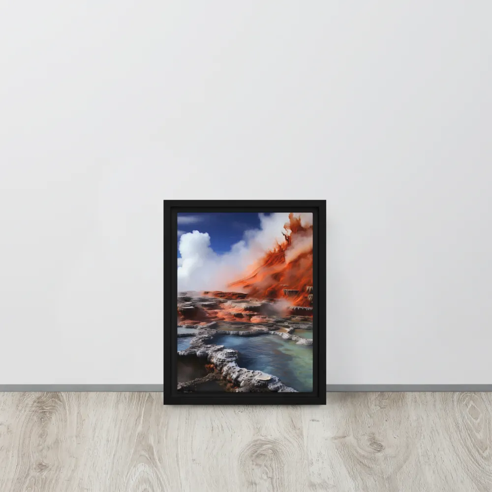 Nature's Fury: The Volcano's Expression | Canvas with Black Frame | 9″×12″