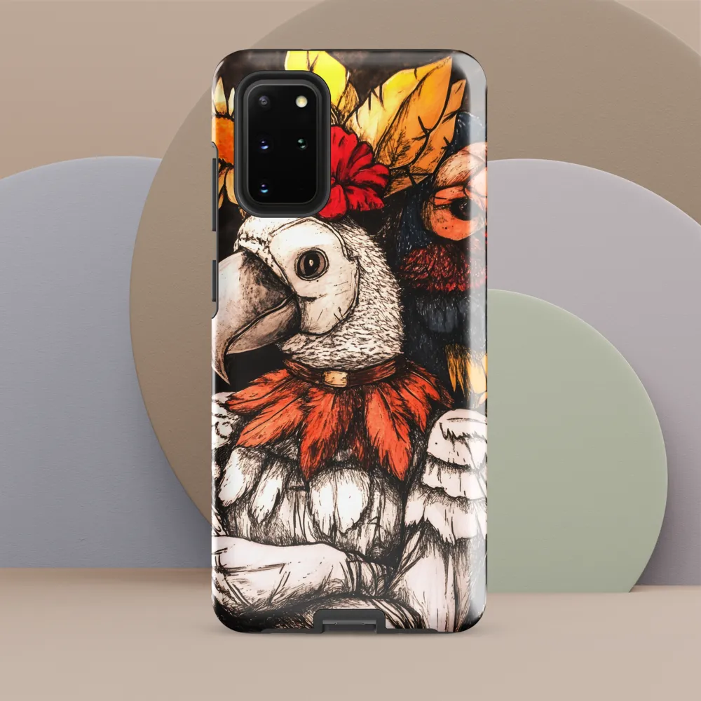 The Surreal Guardian: A Dance of Feathers and Flowers