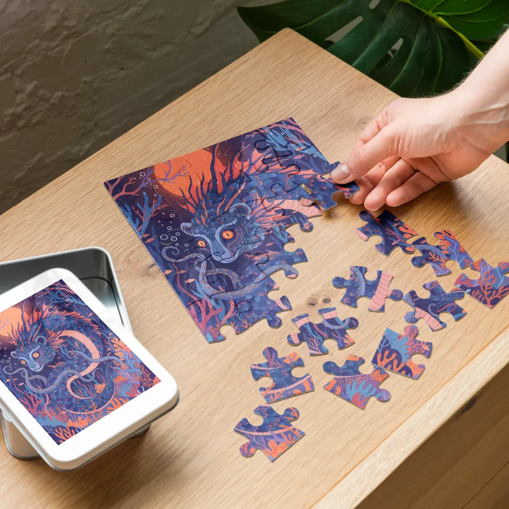 Moonlit Sea Serpent 
 Jigsaw Puzzle in Tin Box