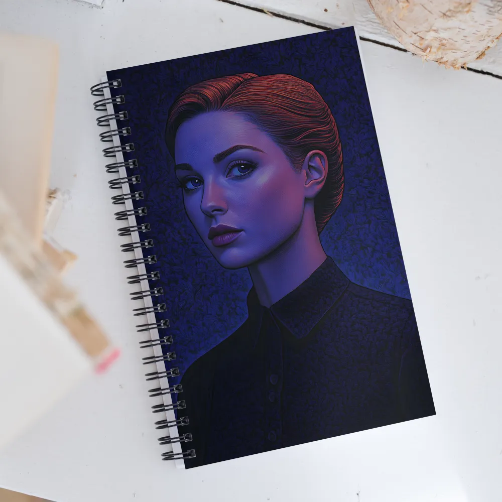 Ethereal Portrait in Blue and Red | Spiral Notebook