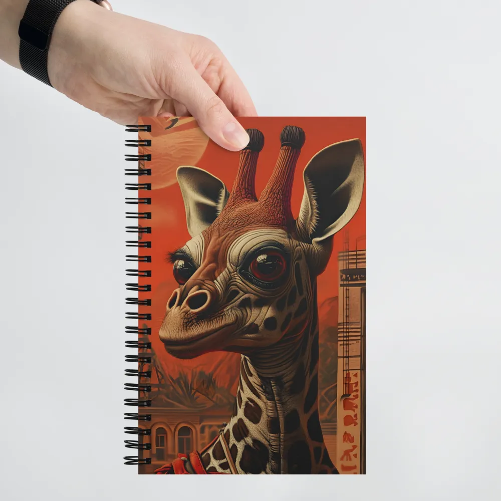 Whimsical Giraffe in an Orange Dreamscape | Spiral Notebook