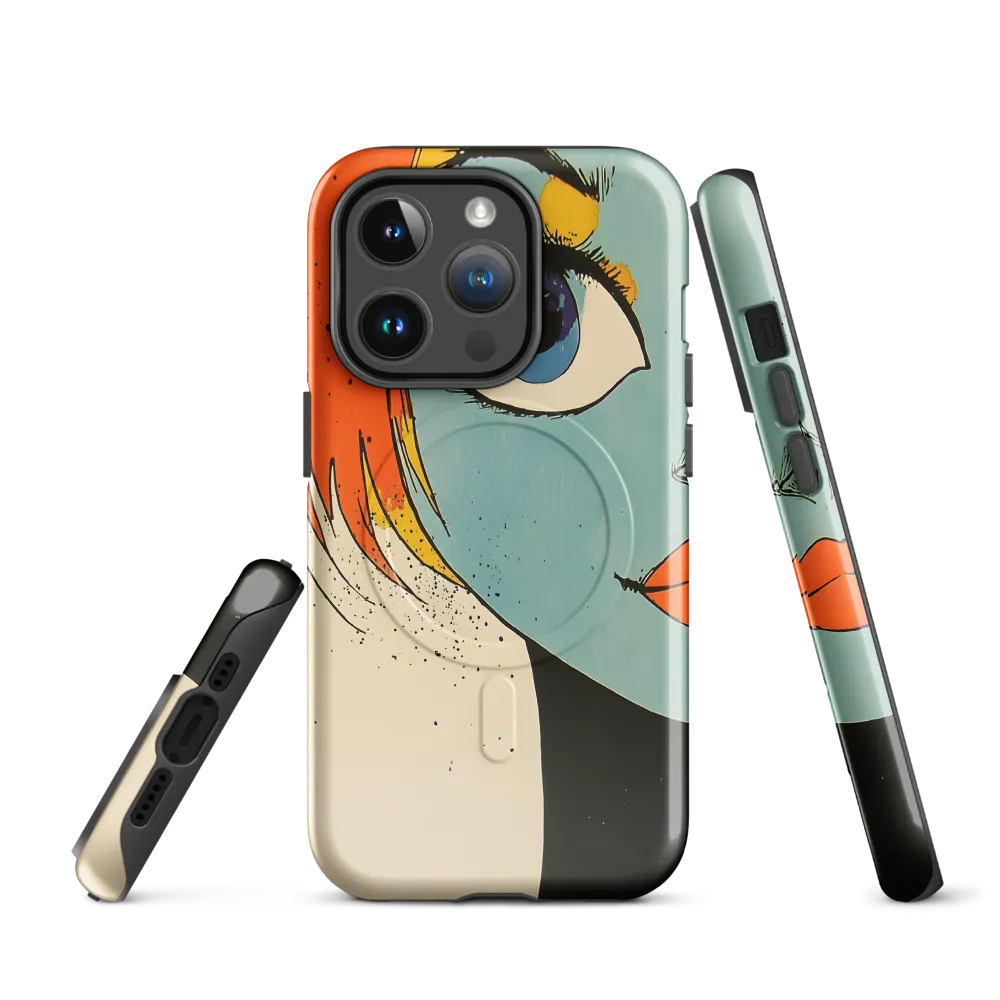 Vivid Expressions: A Portrait in Blue | Phone Case |  14 Pro | MagSafe® Tough Case | Glossy
