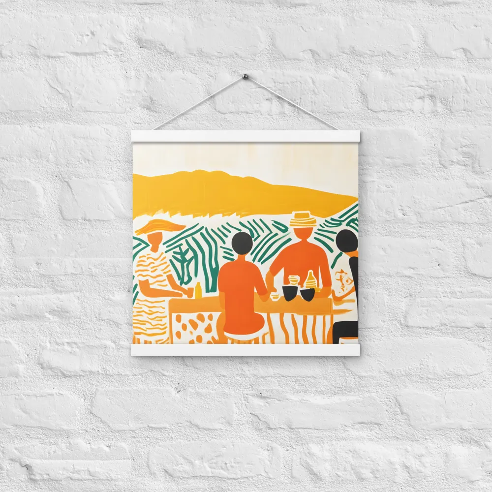 Summer Vibes: Café Conversations | Poster With White Wood Hanger | 16″×16″