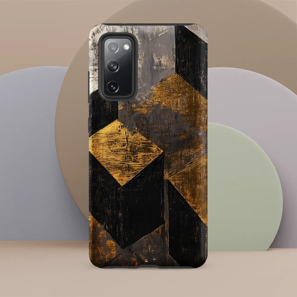 Geometric Harmony in Gold and Black | Phone Case |  S20 FE | Tough Case | Matte